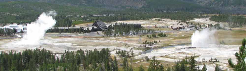 Old Faithful Geyser, from the Lodge